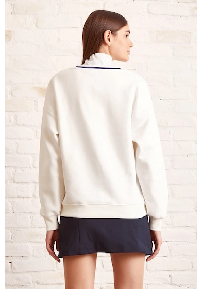 H1 Style V Yaka Oversize Sweatshirt Beyaz