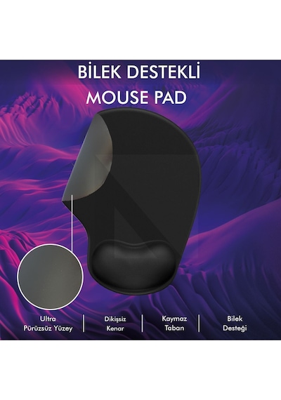 MP01 - Siyah Elips Bilek Destekli Konforlu Kaymaz Taban