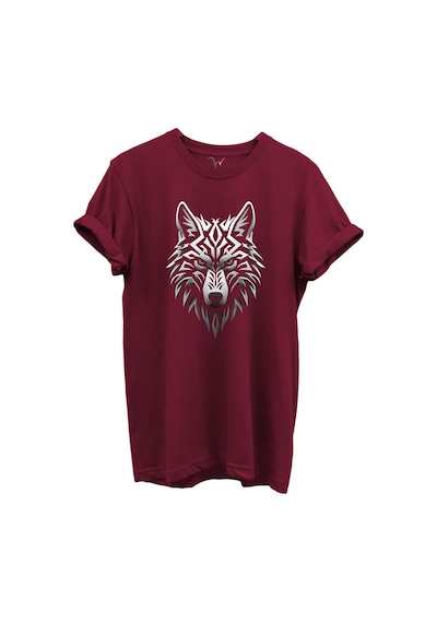 Kurt Ve Türk Özel Koleksiyon Serisi-7 Tasarım Baskılı %100 Pamuk T-shirt Bordo