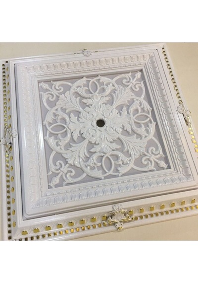 Diecor Led Döşenebilir Saray Tavan Avize Göbeği Beyaz-altın 72 X 72 Model:xa281