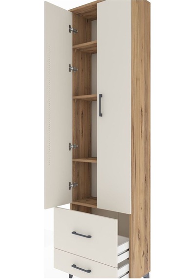 Arges Dolap 4 Raflı 2 Çekmeceli 2 Kapaklı 60x30x221 Çam-aytaşı Atlas Çam