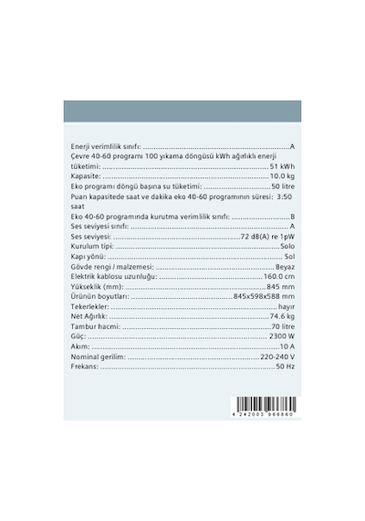Siemens iQ300 WG52A202TR 1200 Devir 10 KG Çamaşır Makinesi