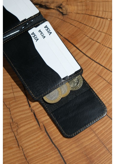 Lenax Leather Milano Hakiki Deri Cüzdan Kartlık Nakit Para Klipsli Bozuk Para Cepli Erkek Cüzdan Siyah