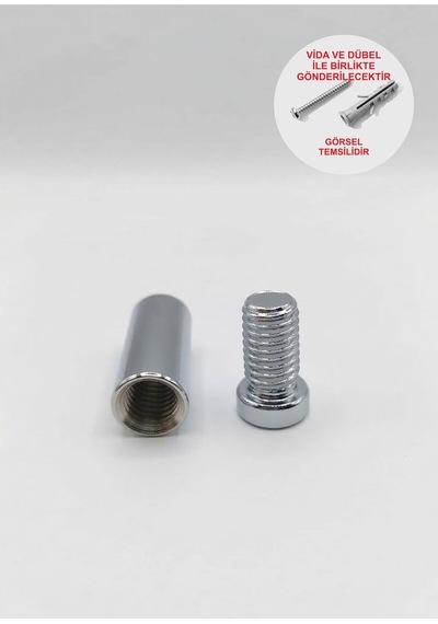 Krom Dekoratif Yükseltme Vidası 13x30mm - 4 Adet Dübel Ve Vida Dahil Diğer
