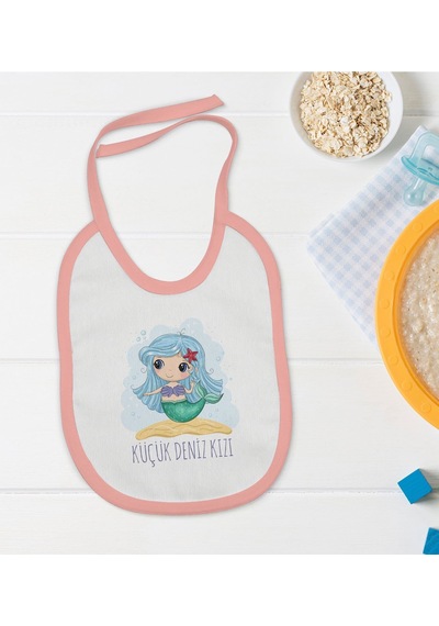 Bk Kids Küçük Deniz Kızı Tasarımlı Pembe Bebek Mama Önlüğü Pembe