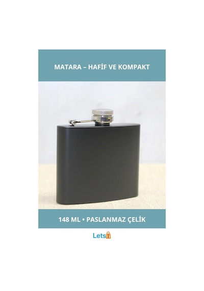 Paslanmaz Çelik Siyah 5 Oz Matara Kompakt Seyahat Arkadaşı Çok Renkli