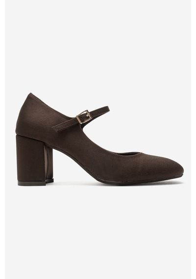 Luvi Shoes Nıcho Kahverengi Kumaş Kadın Kalın Topuklu Ayakkabı