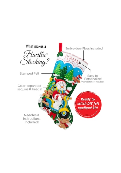 Bucilla Keçe Aplike Noel Çorabı, Noel Baba'nın Buluşması, 45,72 Cm, Kumaş Diğer