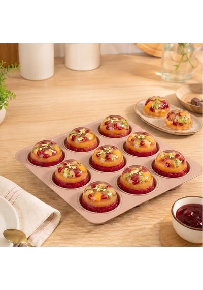 30017-1 Silikon 9lu Muffin Kalıbı Köstebek Kek Kalıbı Krem 24,5cm Diğer