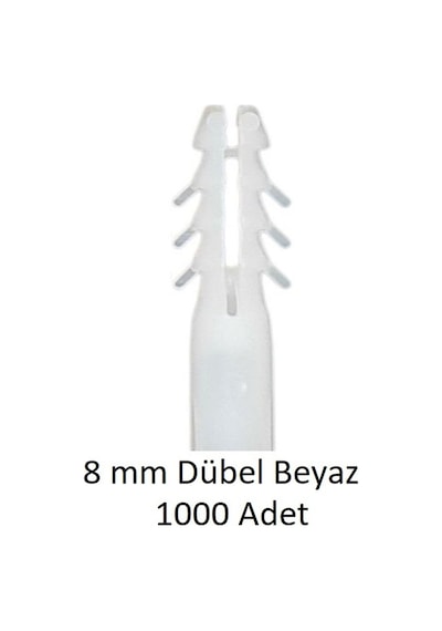 Dübel, 8 Mm Plastik Beyaz Dübel 1000 Adet