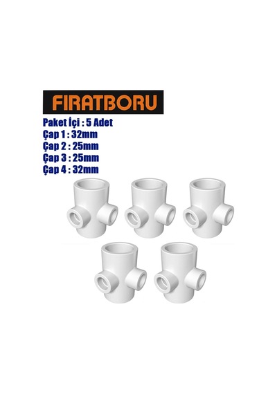Fırat Köşe Te 32 25 25 32, Köşe Te, 5 Adet, 7b43322525
