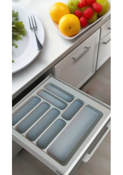 Gri Renk Çekmece Içi Kaşıklık Kepçelik 42x49 Cm 36x40 Ölçülerine Kadar Kesilebilir Gri