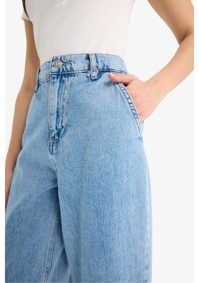 DeFacto Carrot Fit Beli Lastikli Bilek Boy Jean Yıkamalı Pantolon E1686AX25SMNM85