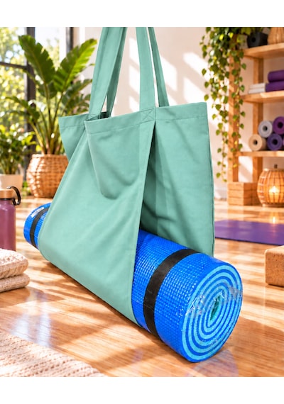 Mat Taşıma Çantası Yoga Fitness Silindir Antrenman Çantası - Çantalı Fermuarlı Mat Taşıma Çantası Su Yeşili