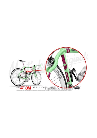 Bcy39 Reflektif Bisiklet Sticker Seti Avantaj Paket Pembe Siyah