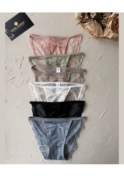 Lucia Japon Style Arkası Tül Saten Kurdele Detaylı Cheeky Külot/s Ekru