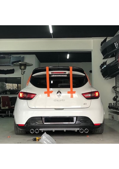 Renault Clio Mk4 Siyah Difüzör Çiftli Kare Egzoz Görünümlü D Tip Difizör 2012-2019