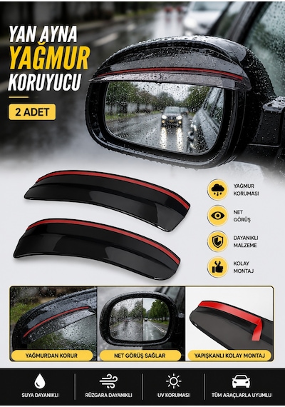 Volkswagen Scirocco Sportline Oto Araç Dış Yan Ayna Yağmur Koruyucu 2 Adet Yapışkanlı