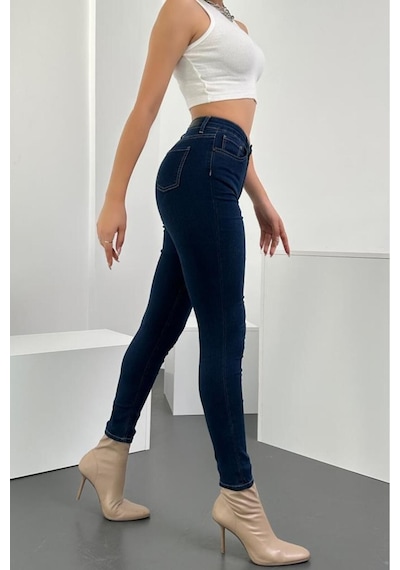 HLT Jeans Kadın Blue Black Süper Skinny Fit Esnek Likralı Yüksek Bel Denim Jean Kot Pantolon HLTJENNİE-BLUE BLACK-A Çok Renkli HLT Jeans Kadın Blue Black Süper Skinny Fit Esnek Likralı Yüksek Bel Denim Jean Kot Pantolon HLTJENNİE-BLUE BLACK-A Çok Renkli