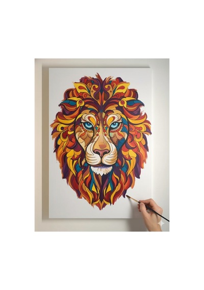 Aslan Tuval 25x35 Resimli Tuval Boyama Seti- 6 Renk Akrilik Boya