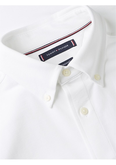 Tommy Hilfiger Performance Pıque Oxford Erkek Beyaz Uk Gömlek - Mw0mw41781