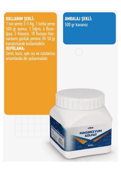 Retox Magnesıum Sülfat 500 Gr 1 Koli - 24'lü