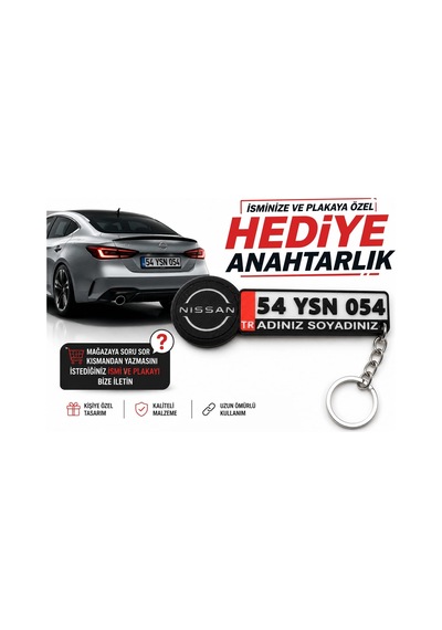 Nissan Logolu Ve Plakalı Anahtarlık , Kişiye Özel - Hediyelik Nissan Araç Plaka Anahtarlık - Plakalı