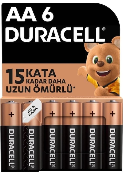 Duracell Alkalin AA Kalem Piller 1.5 V LR6/MN1500 6'lı Paket