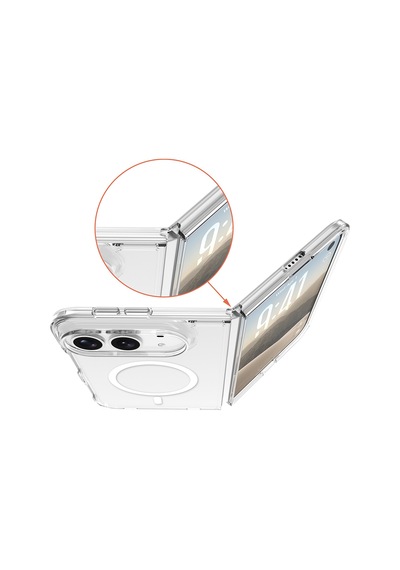 Apple iPhone Uyumlu Duo Kılıf Magsafe Şarj Özellikli Şeffaf Kamera Çerçeveli Uts Pc Kapak