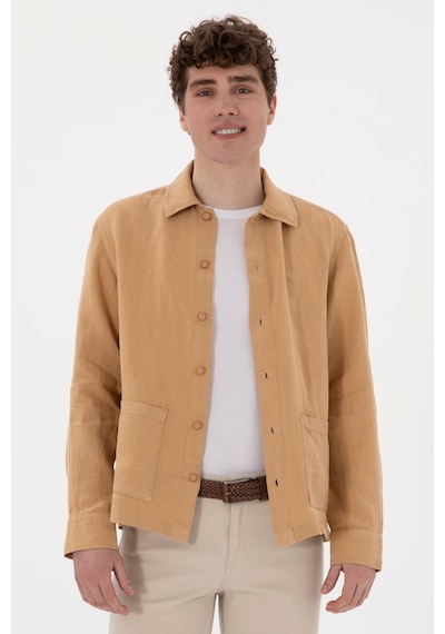 U.s. Polo Assn. Erkek Camel Gömlek Desenli 50299590-vr015 Camel