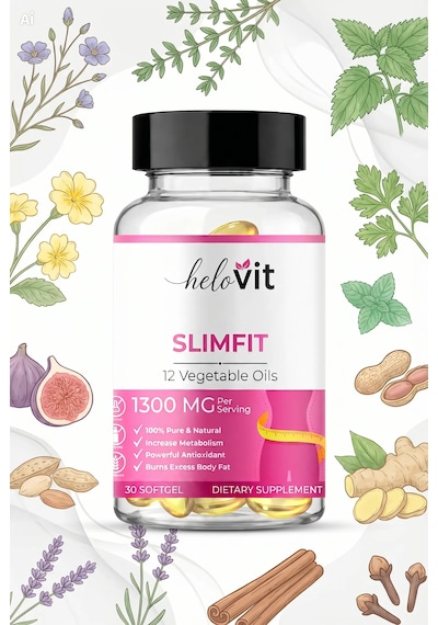 Helovit Slimfit 1300 Mg 12 Bitkisel Yağ İçeren Takviye Ve Yağ Yakım Desteği 30 Softjel