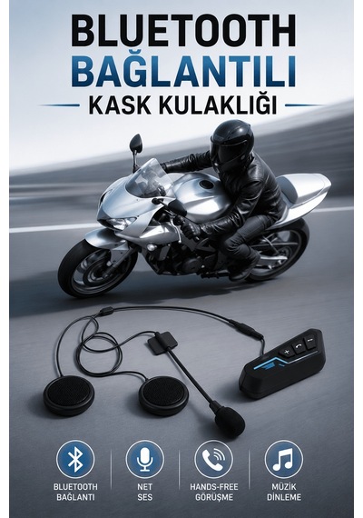 Kask Kulaklığı Motosiklet Intercom Interkom Dinleme Konuşma Özellikli Su Geçirmez 69392387