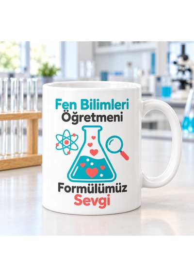 Storeşahin Fen Bilimleri Öğretmeni Formülümüz Sevgi Tasarımlı Porselen Kupa - Model 391 Shn0720 Çok Renkli