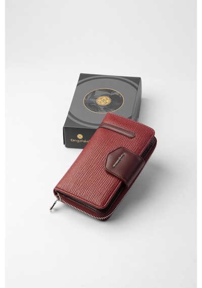 Cengiz Pakel Orta Boy Desenli Kadın Cüzdan - 65256a - Bordo 65256a-bordo