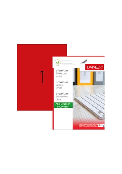 Tanex Tw-2000 210X297 MM X100 Adet Pastel Kırmızı Etiket X5Pk.