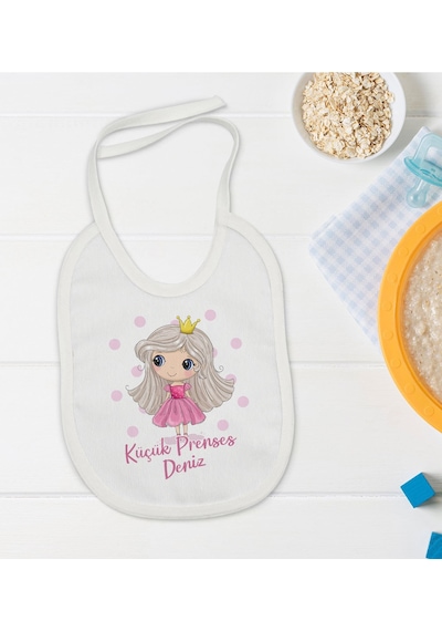 BK Kids Kişiye Özel Küçük Prenses Tasarımlı Bebek Mama Önlüğü - M
