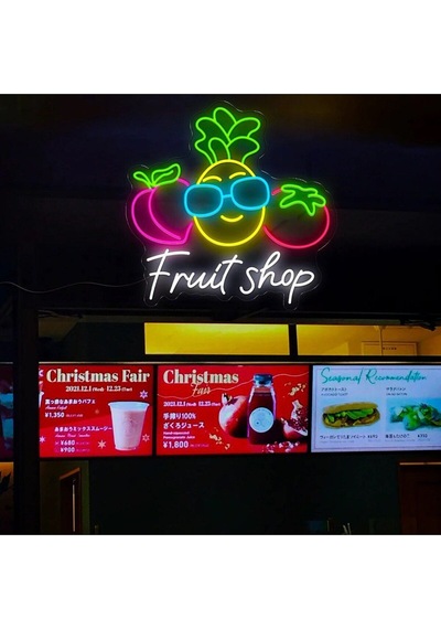 Fruit Shop Yazılı Ve Şekilli Neon Tabela Çok Renkli
