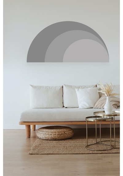 Gri Boho Tarzı Yarım Daire Duvar Sticker 100x50 Cm