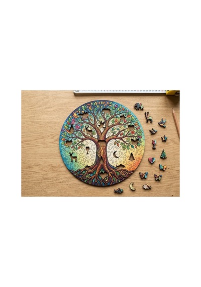 Bambu Ormanı Tasarımlı Özel Kesim Yuvarlak 272 Parça Ahşap Puzzle Mpda799
