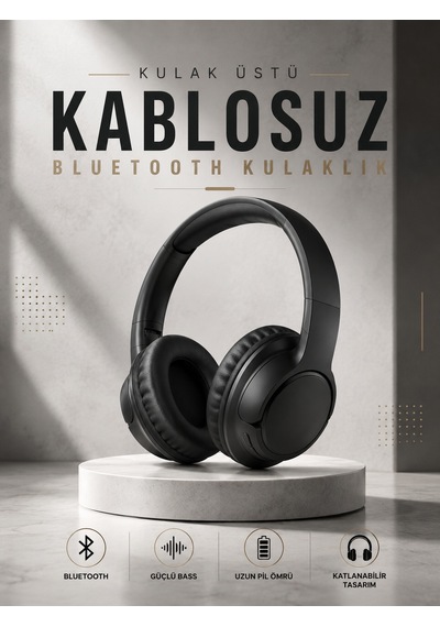 Kulak Üstü Kablosuz Bluetooth Kulaklık Yüksek Ses Kaliteli Anc Özelliği - Lisinya