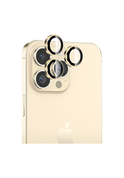 Bix Apple Uyumlu   iPhone 14 Pro / 14 Pro Max Safir Lens Koruyucu 3d Kamera Camı 9h Premium Lens Kapağı Altın
