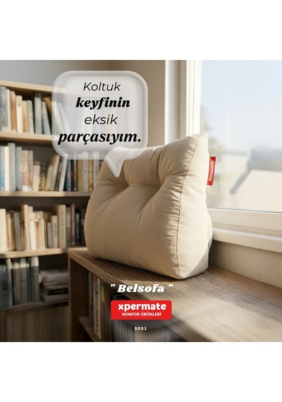 Belsofa Bel Ve Sırt Destek Yastığı Kanepe, Berjer, Tv Ve Oyuncu Koltuğu İçin Sırt Yastığı Bej