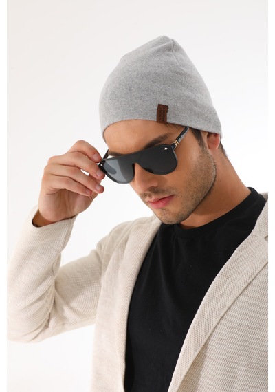Ritagarcia Unisex Etiket Detaylı Pamuklu Penye Bere Kışlık Mevsimlik Beanie Bere Gri