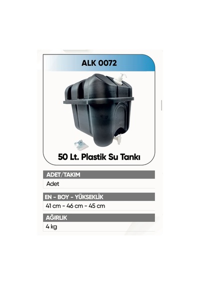 Alkotek Dorse 50 Lt.su Tankı Plastik Siyah