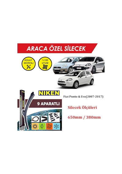 Fiat Punto & Punto Evo Ön Cam Silecek Takımı 2007-2017