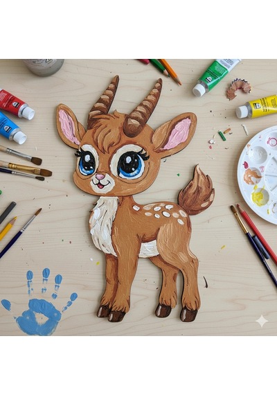Boyanabilir Ahşap Geyik Figürü 16x10 Cm 10 Adet