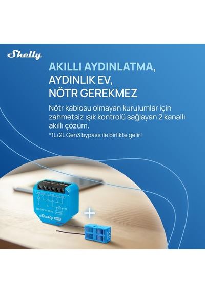 Shelly 2l Gen3 Nötrsüz 2 Kanallı Akıllı Röle