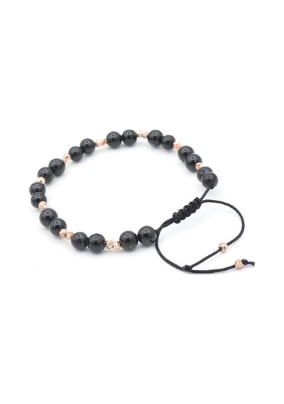 Murty99 Makrome Model Hakiki Şungit Taşı Bileklik 6 Mm Siyah