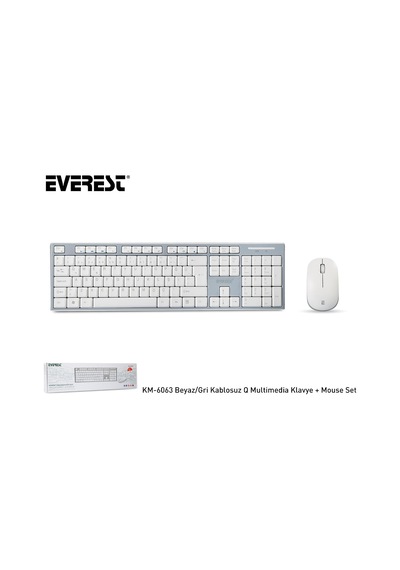 Km-6063 Beyaz/gri Kablosuz Q Multimedia Klavye + Mouse Set Diğer