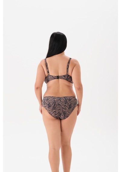 Büyük Beden Balenli Toparlayıcı Bikini Takım Kahverengi